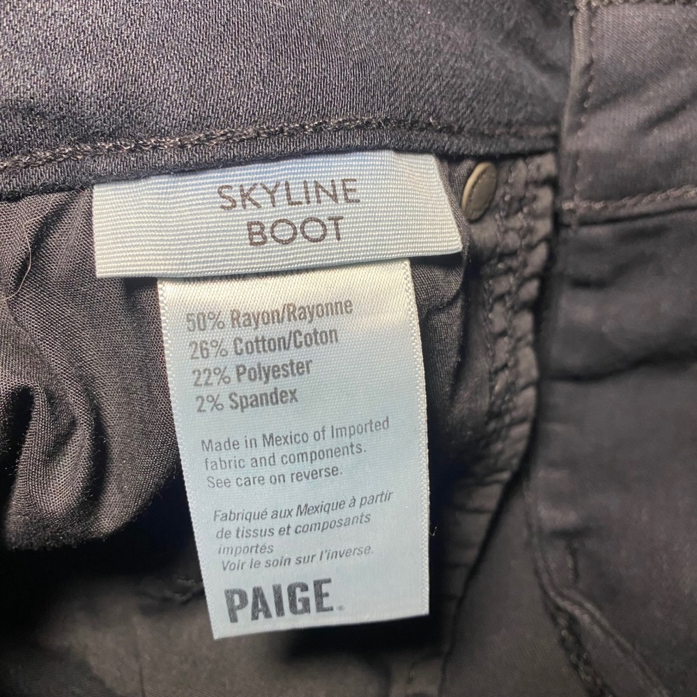 Paige Skyline Boot Black Bootcut Jeans Womens Size 28 Stretch Denim Pants - Picture 8 of 9